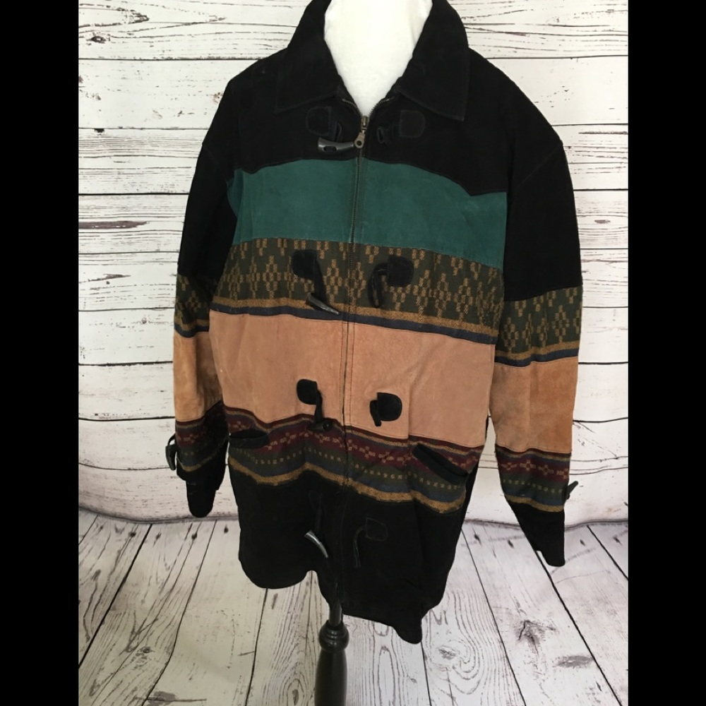 Suede Tri-Color Tribal Jacket